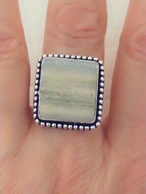 Adjustable Gemstone Statement Ring Overlay Sterling Silver Plated